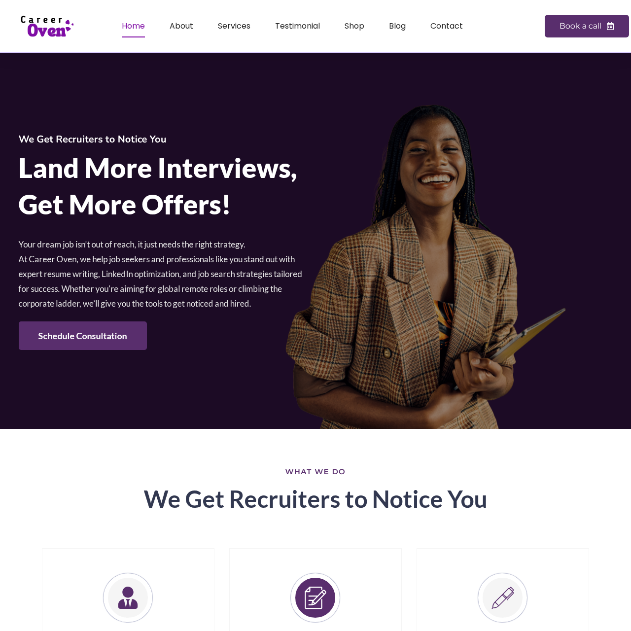 Career Oven Website Screenshot