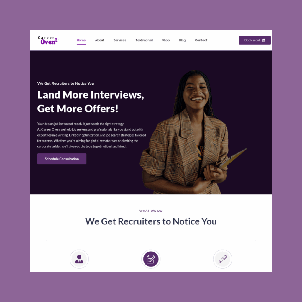 CareerOven Website Screenshit