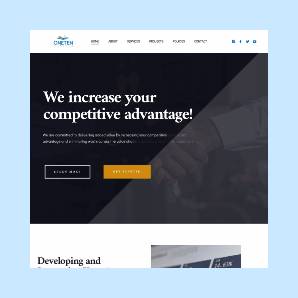 OneTen Limited Website Screenshot