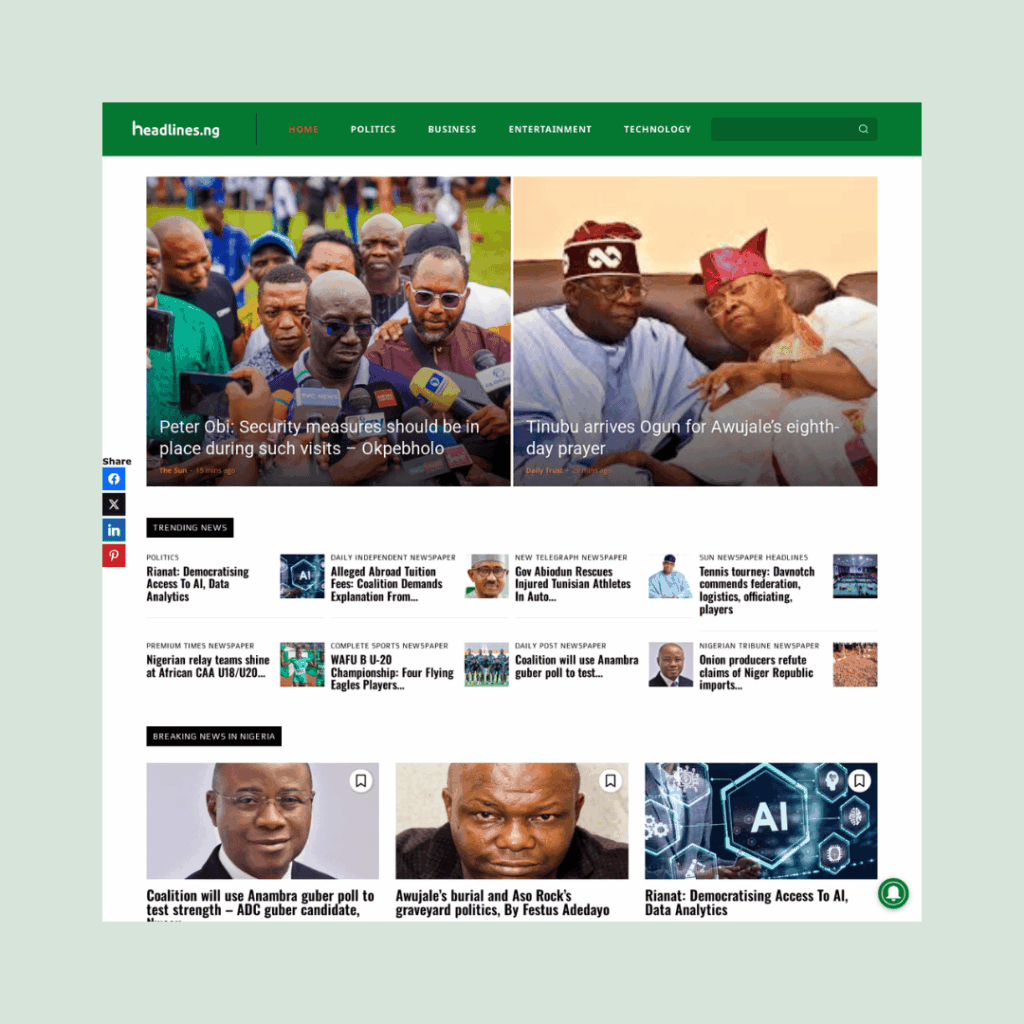 headlines.ng website screenshot