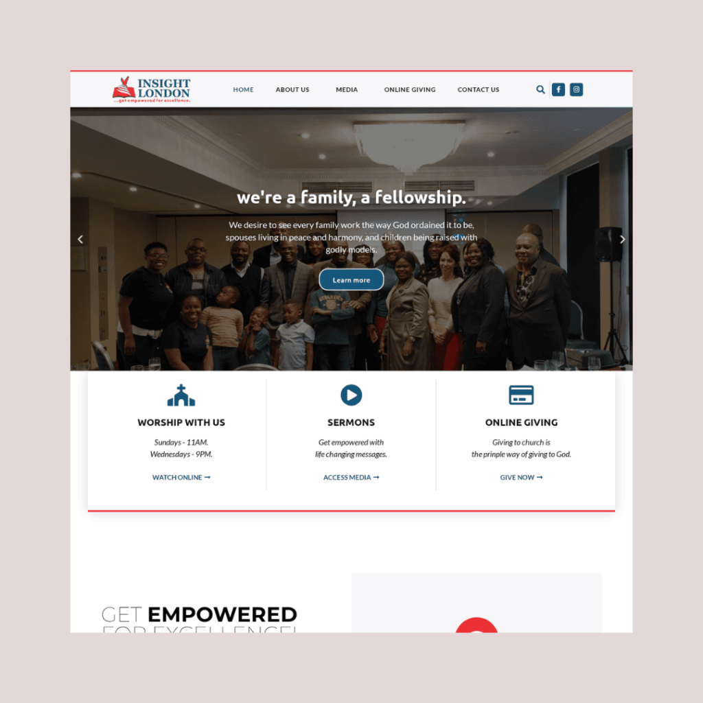 Insight Bible Church London website screenshot